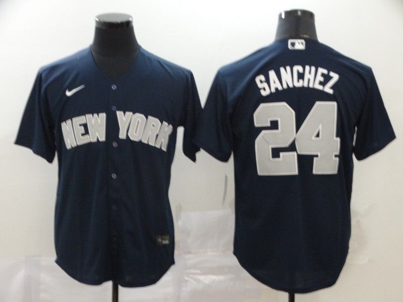 Men New York Yankees 24 Sanchez Blue Nike Game MLB Jerseys
